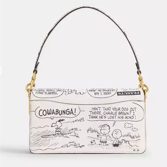 New Coach X Peanuts Tabby Shoulder Bag 26 With Newspaper Print  CCB04 - Picture 10 of 15